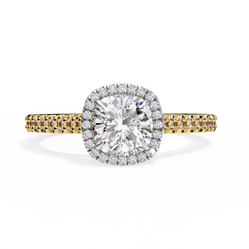 Elegant Pave Set Cushion Cut Diamond Ring
