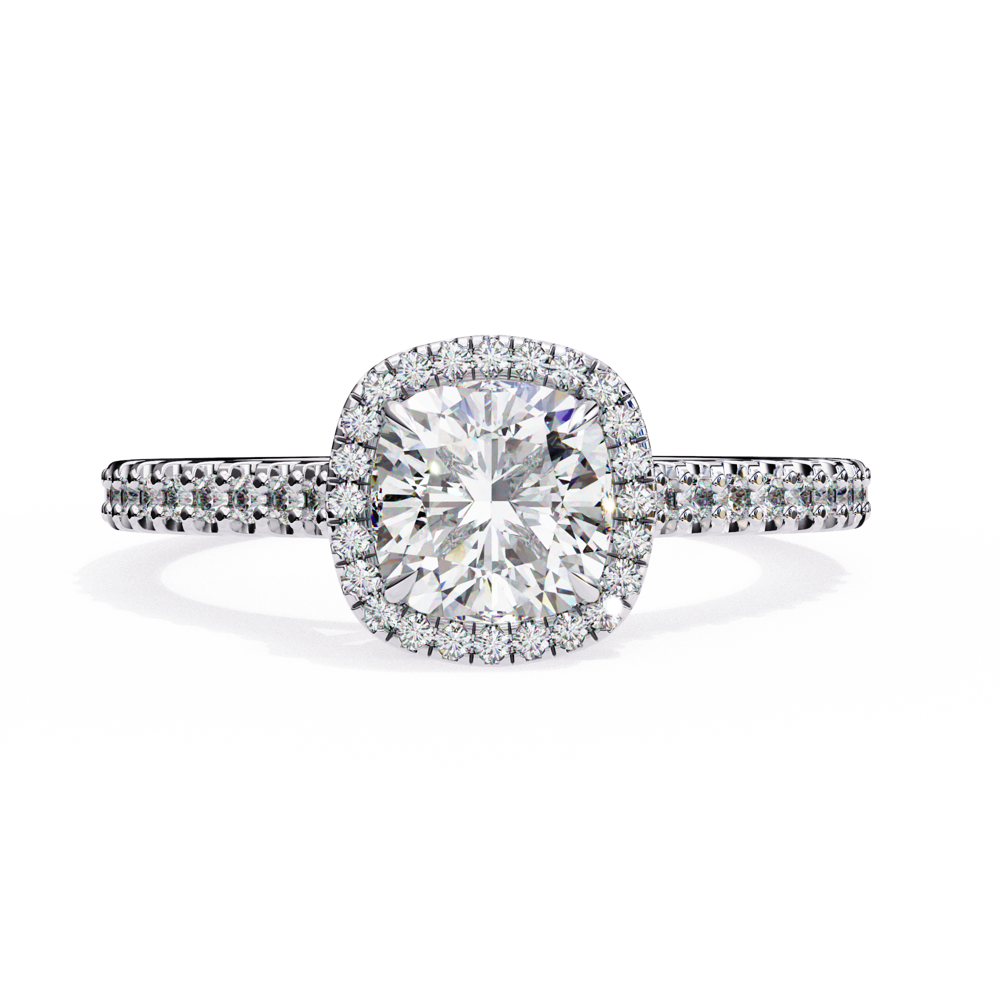 Elegant Pave Set Cushion Cut Diamond Ring
