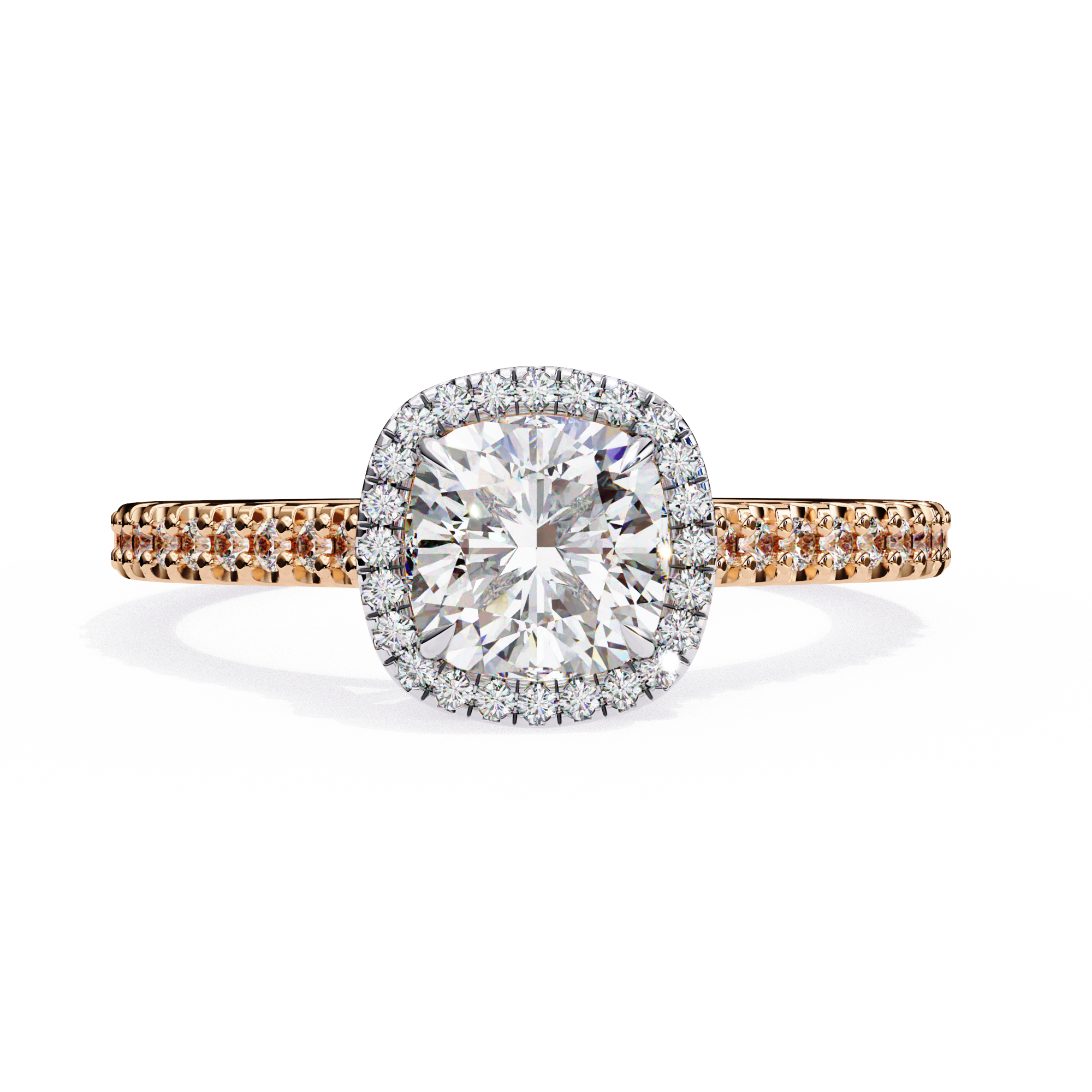 Elegant Pave Set Cushion Cut Diamond Ring
