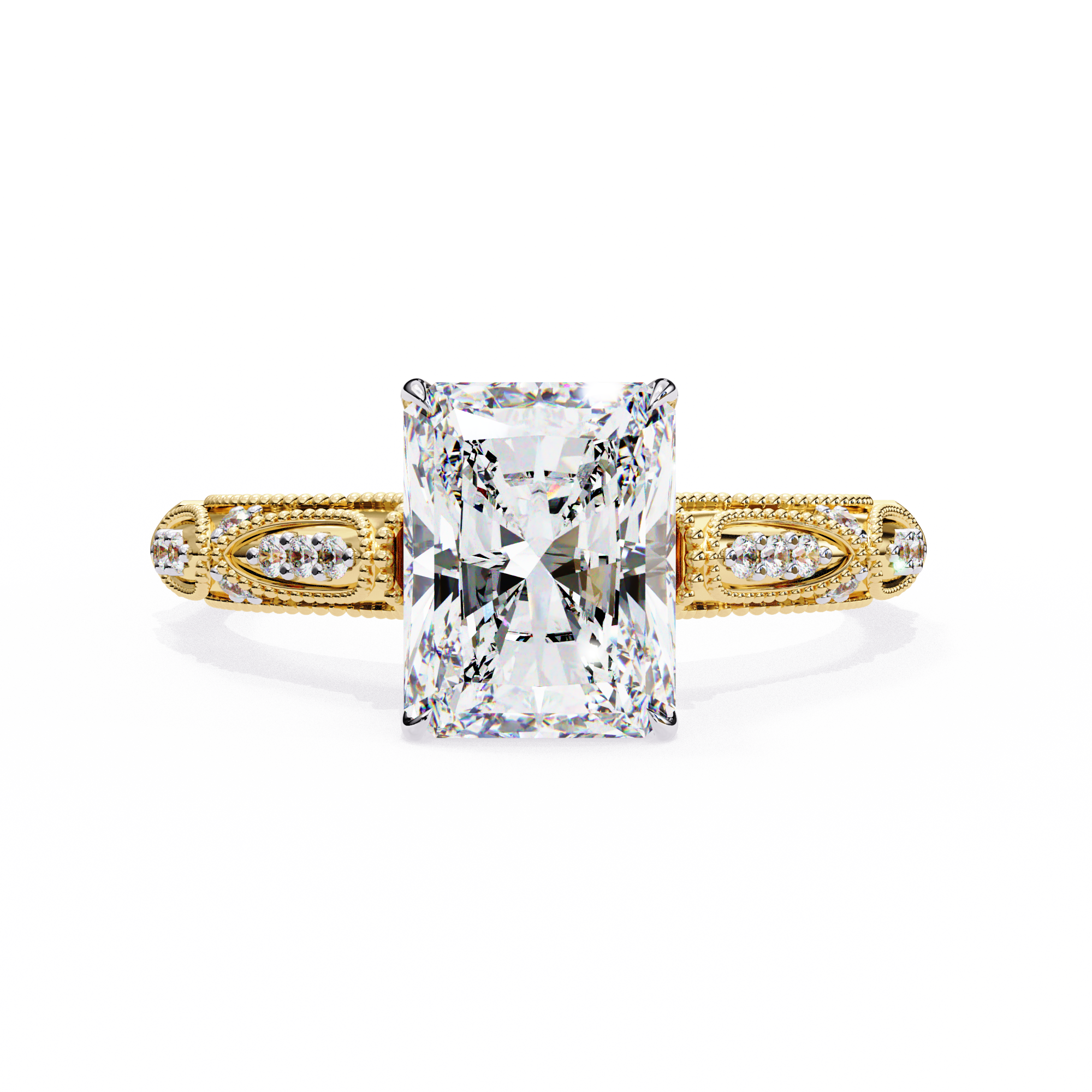 Elegant Beaded Solitaire Diamond Solitaire Ring