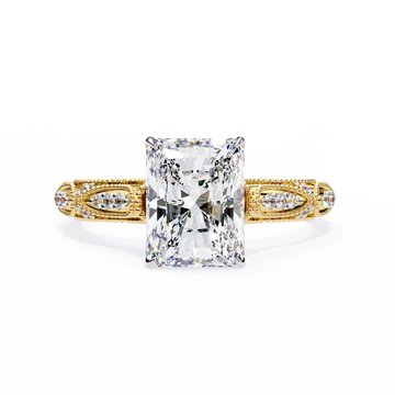 Elegant Beaded Solitaire Diamond Solitaire Ring