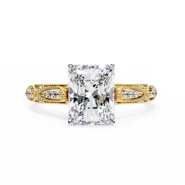 Elegant Beaded Solitaire Diamond Solitaire Ring