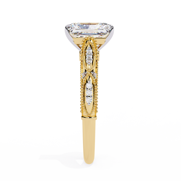 Elegant Beaded Solitaire Diamond Solitaire Ring