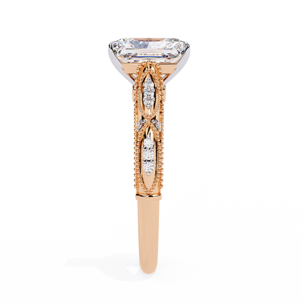 Elegant Beaded Solitaire Diamond Solitaire Ring