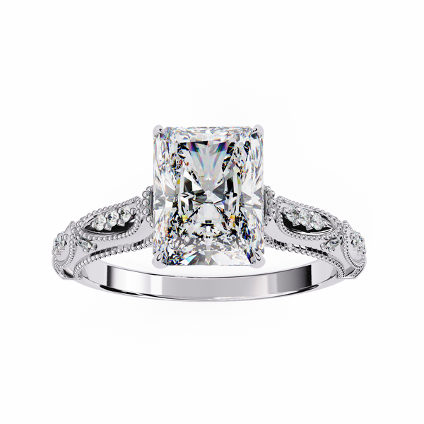 Elegant Beaded Solitaire Diamond Solitaire Ring