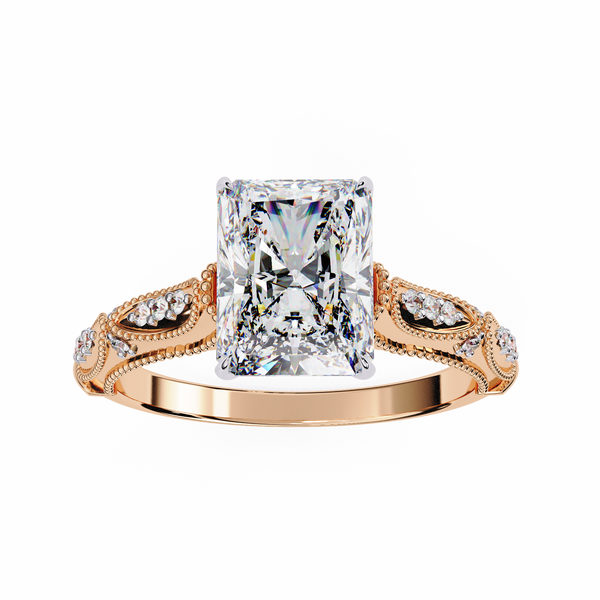 Elegant Beaded Solitaire Diamond Solitaire Ring