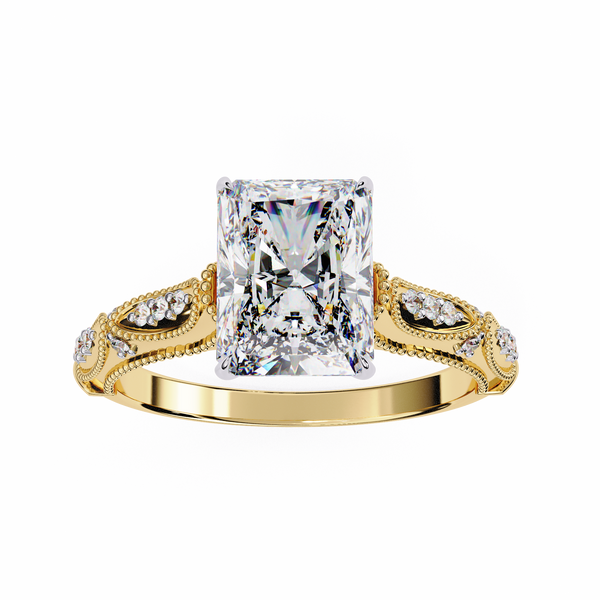 Elegant Beaded Solitaire Diamond Solitaire Ring