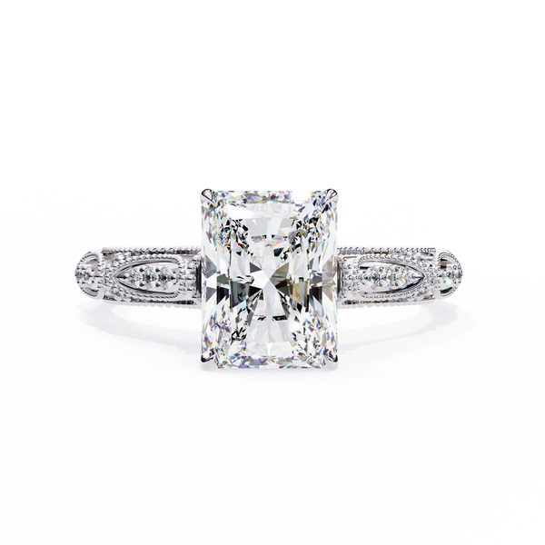 Elegant Beaded Solitaire Diamond Solitaire Ring