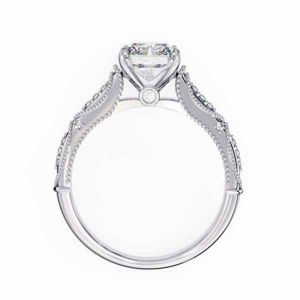 Elegant Beaded Solitaire Diamond Solitaire Ring