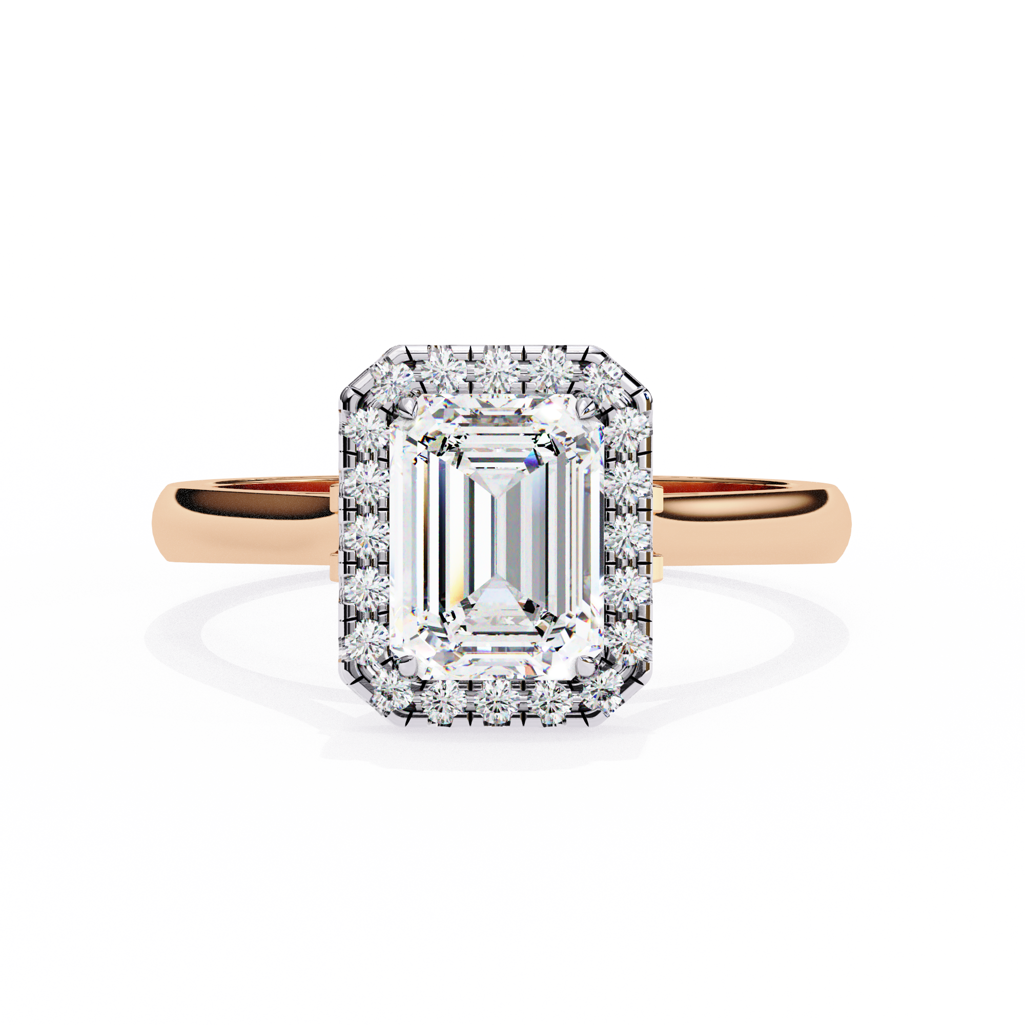 Timeless Rectangular Emerald Halo Diamond Ring: