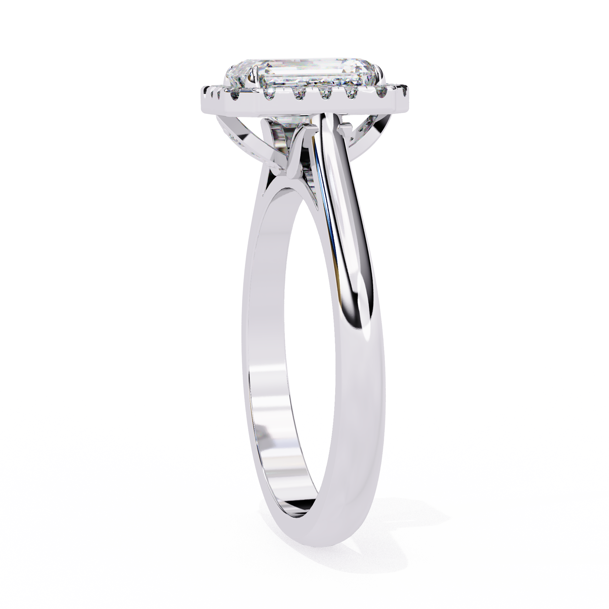 Timeless Rectangular Emerald Halo Diamond Ring: