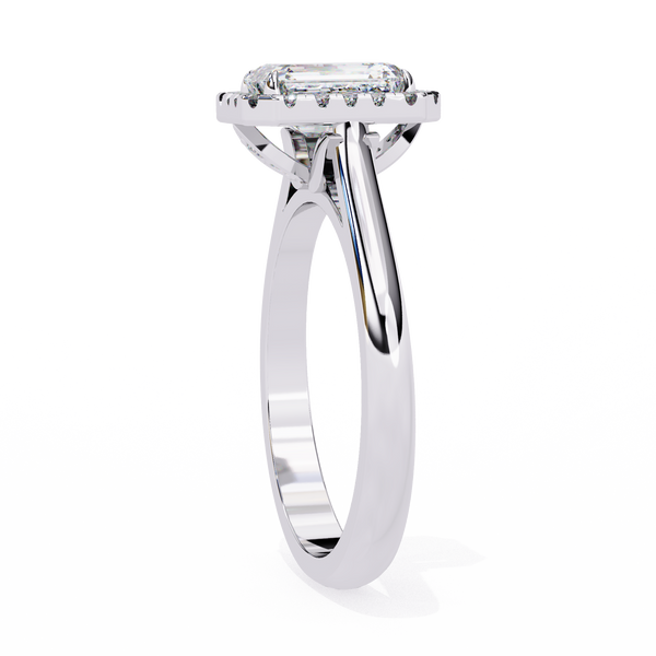 Timeless Rectangular Emerald Halo Diamond Ring: