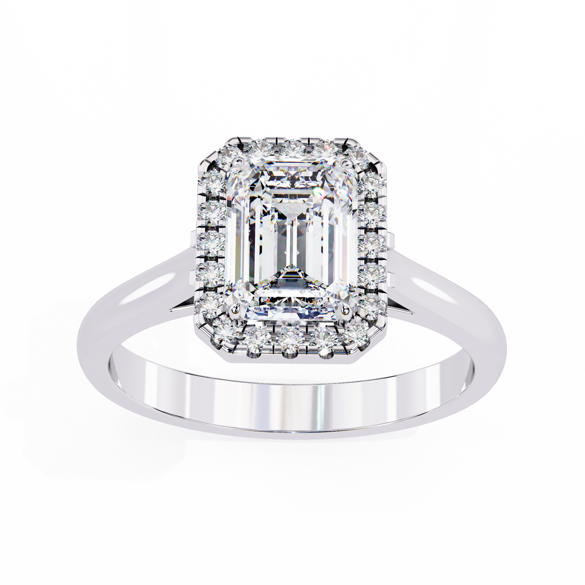 Timeless Rectangular Emerald Halo Diamond Ring: