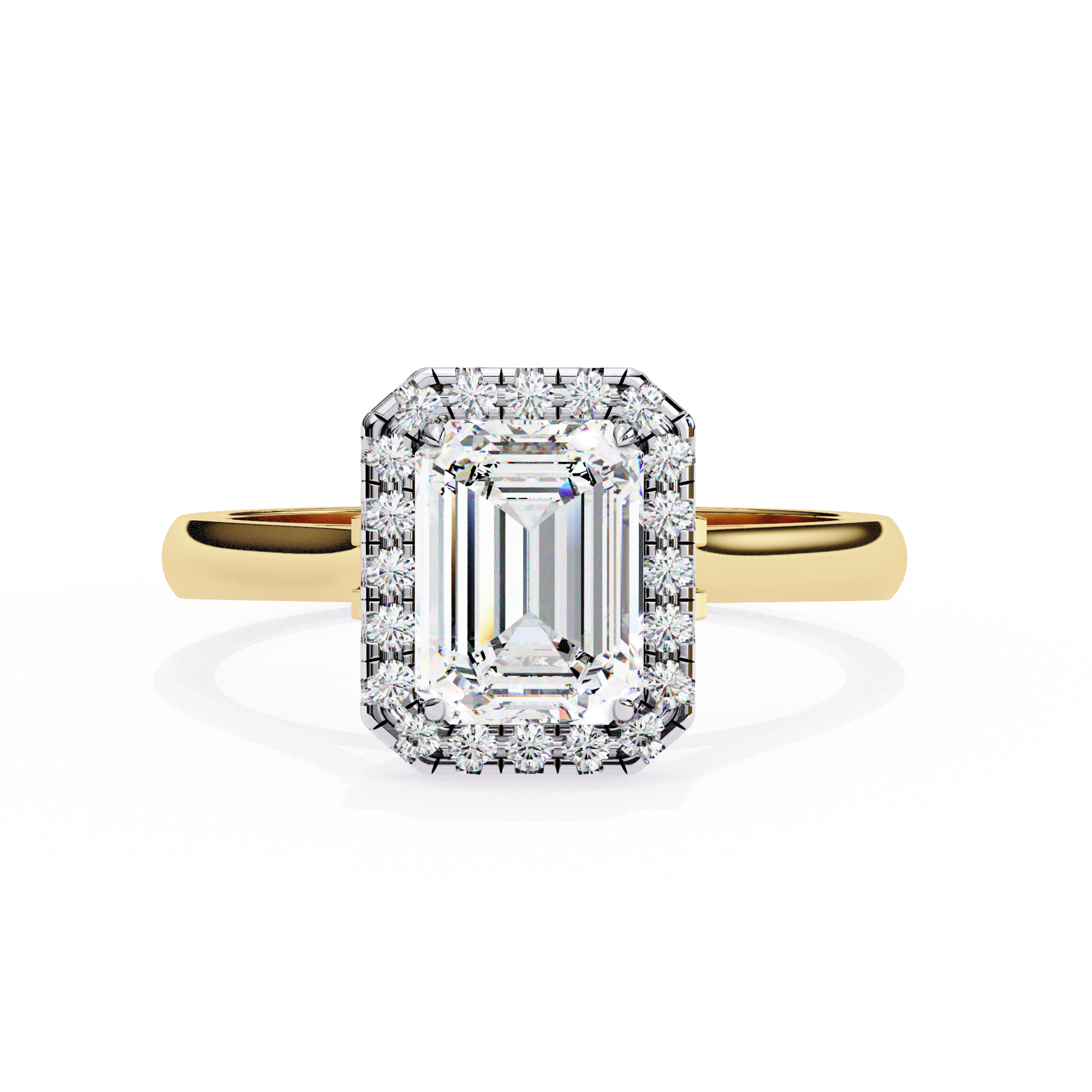 Timeless Rectangular Emerald Halo Diamond Ring: