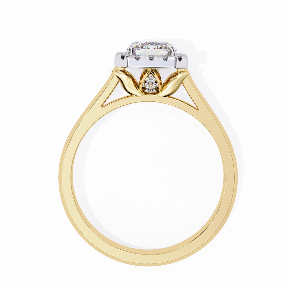 Timeless Rectangular Emerald Halo Diamond Ring: