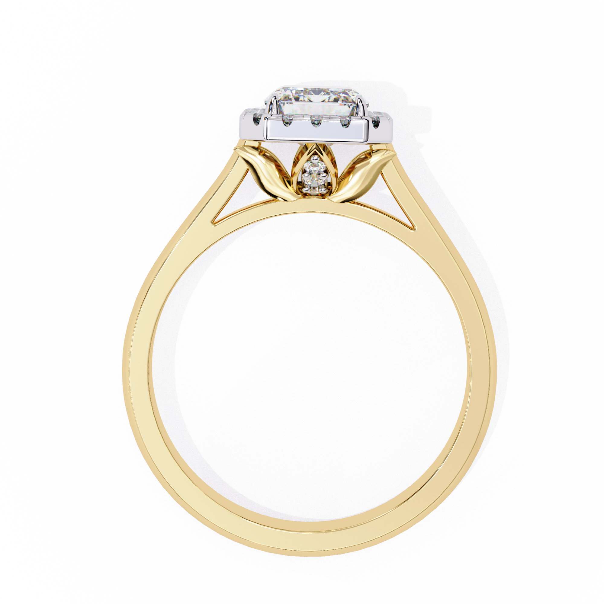 Timeless Rectangular Emerald Halo Diamond Ring: