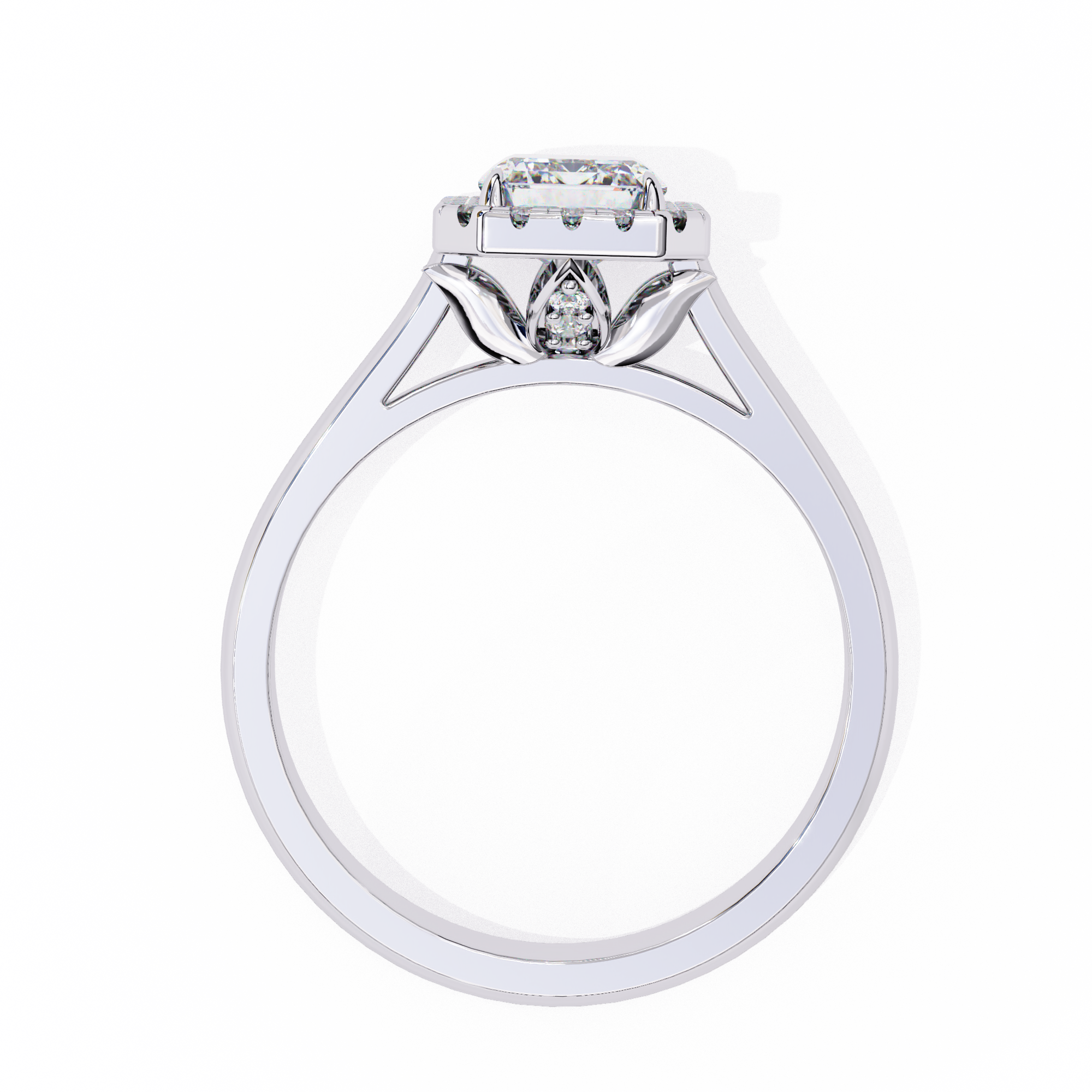 Timeless Rectangular Emerald Halo Diamond Ring: