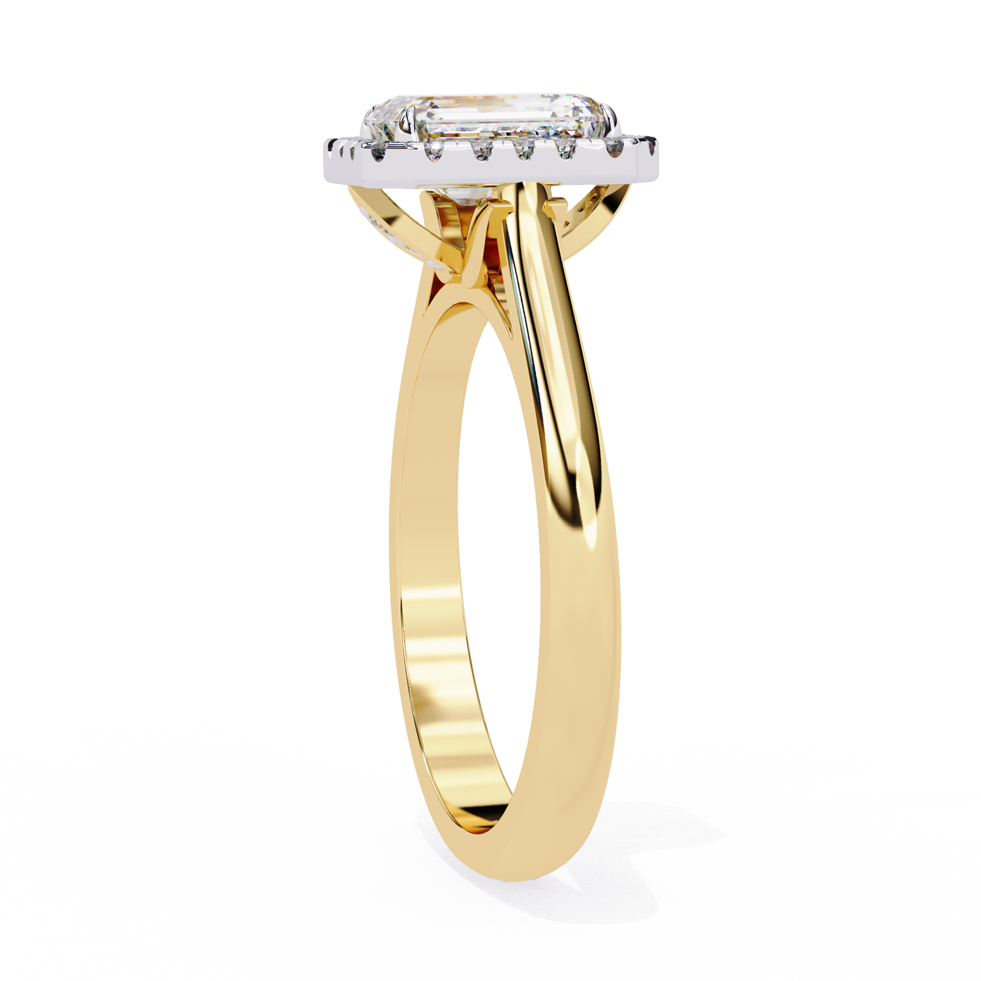 Timeless Rectangular Radiant Halo Diamond Ring: