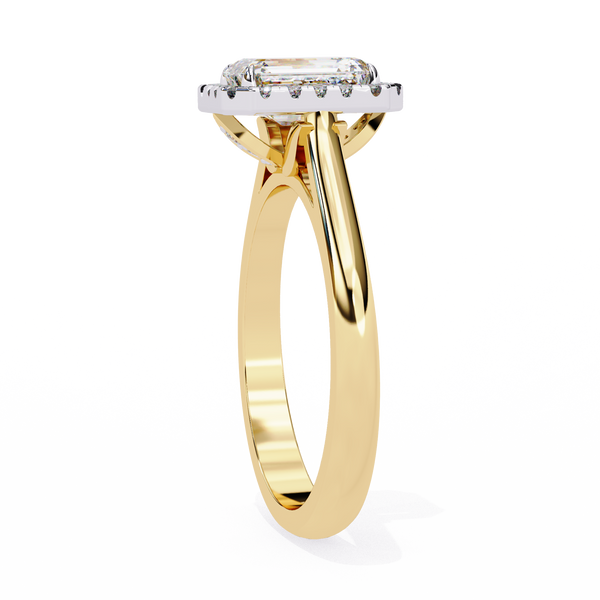 Timeless Rectangular Radiant Halo Diamond Ring: