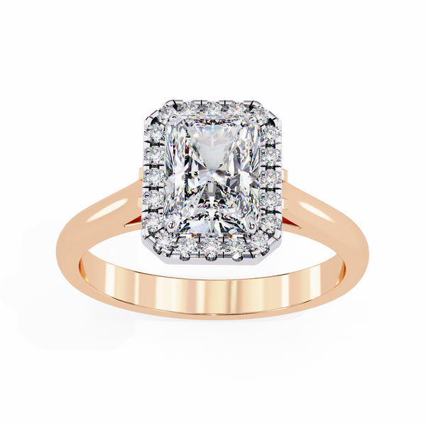 Timeless Rectangular Radiant Halo Diamond Ring: