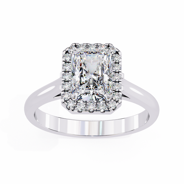 Timeless Rectangular Radiant Halo Diamond Ring: