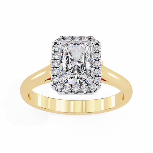 Timeless Rectangular Radiant Halo Diamond Ring: