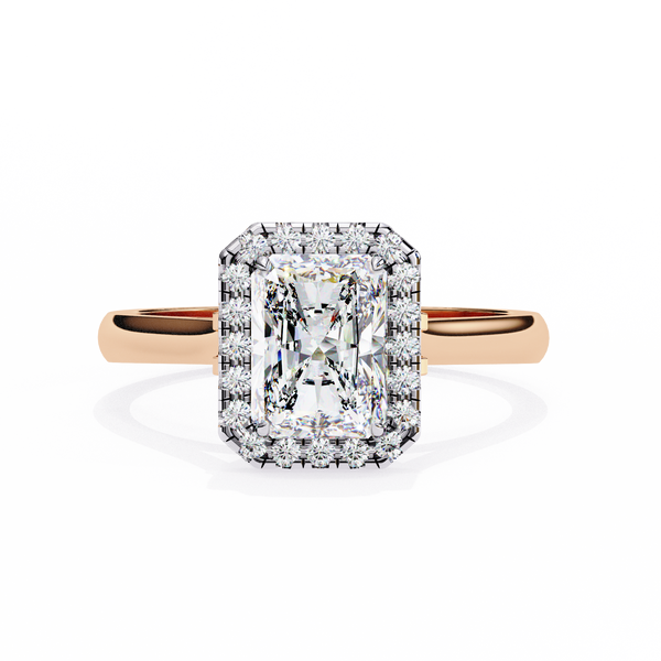 Timeless Rectangular Radiant Halo Diamond Ring: