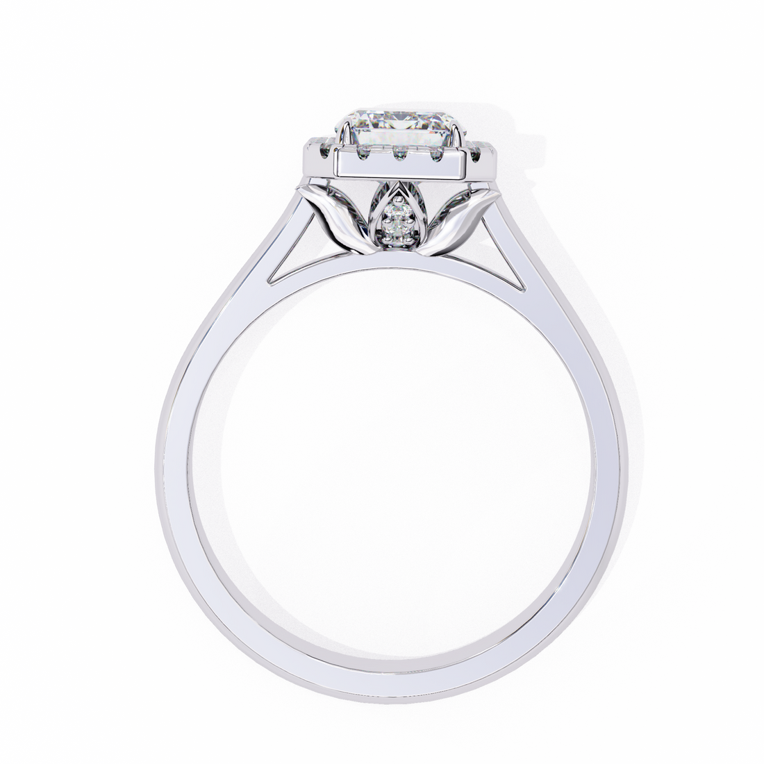 Timeless Rectangular Radiant Halo Diamond Ring: