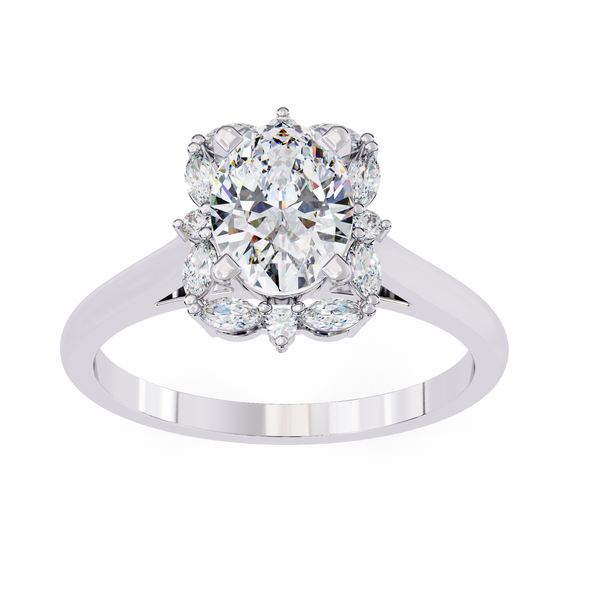 Floral Halo Diamond Engagement Ring