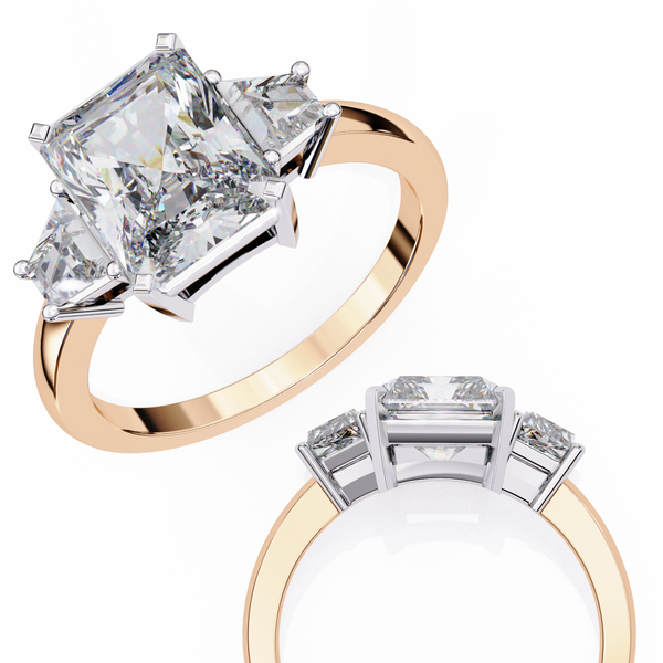 Three-Stone Trellis Setting Diamond Ring
