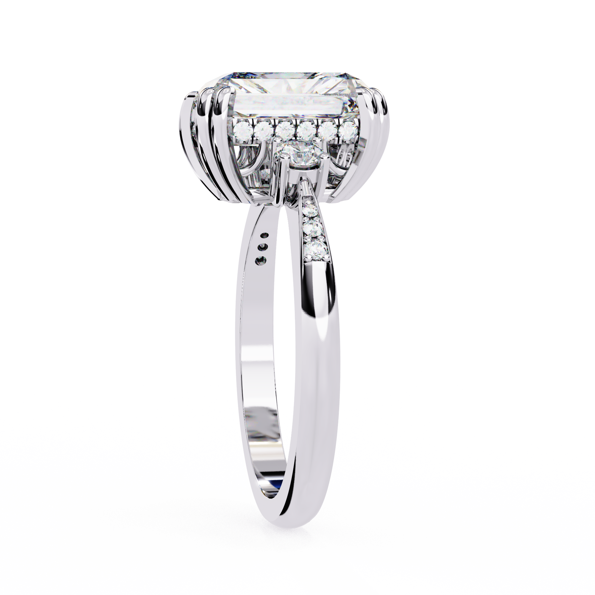 Modern Cathedral Set Diamond Ring