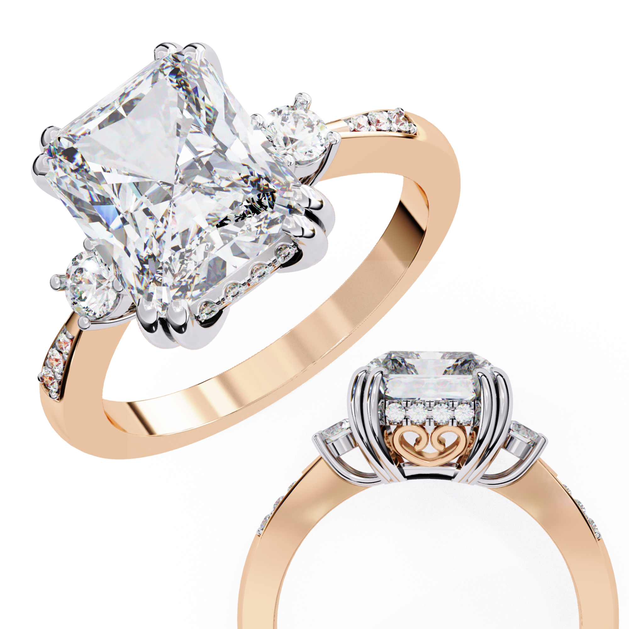 Modern Cathedral Set Diamond Ring