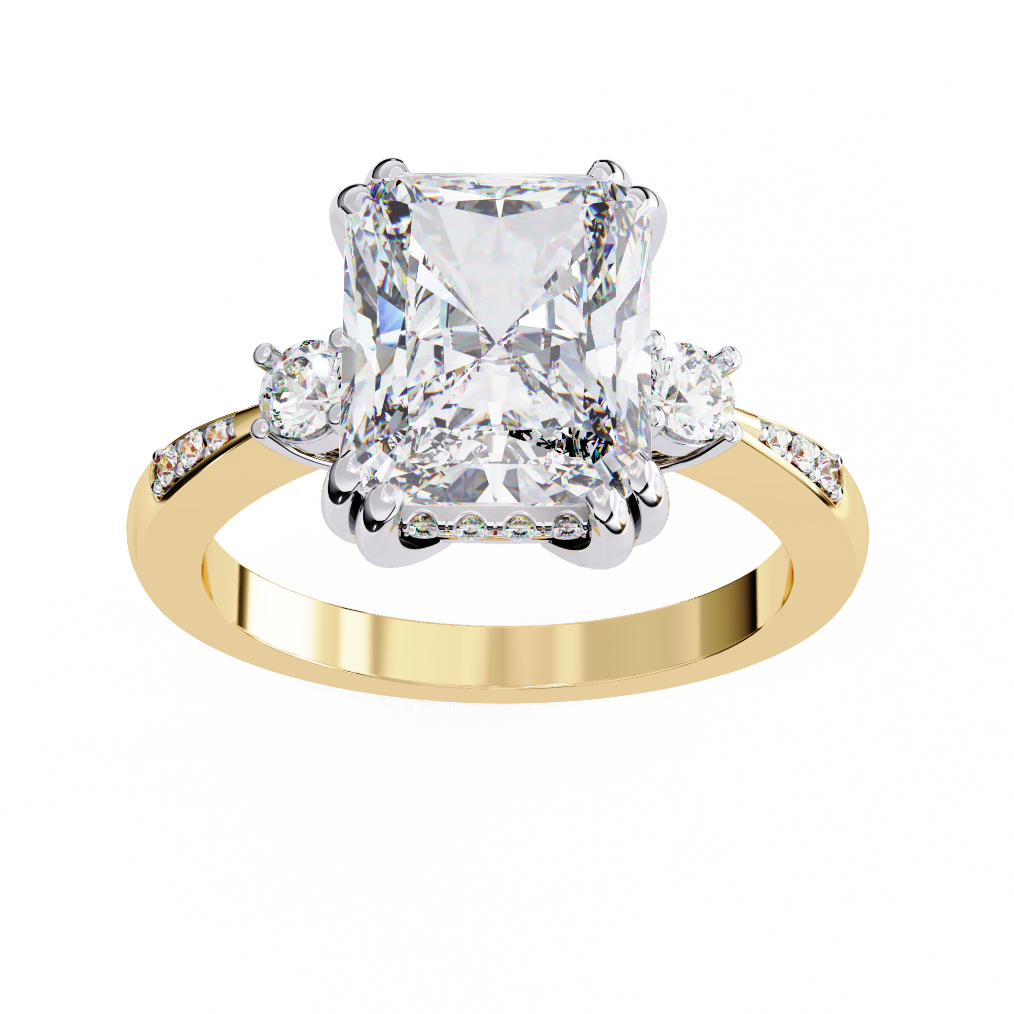 Modern Cathedral Set Diamond Ring