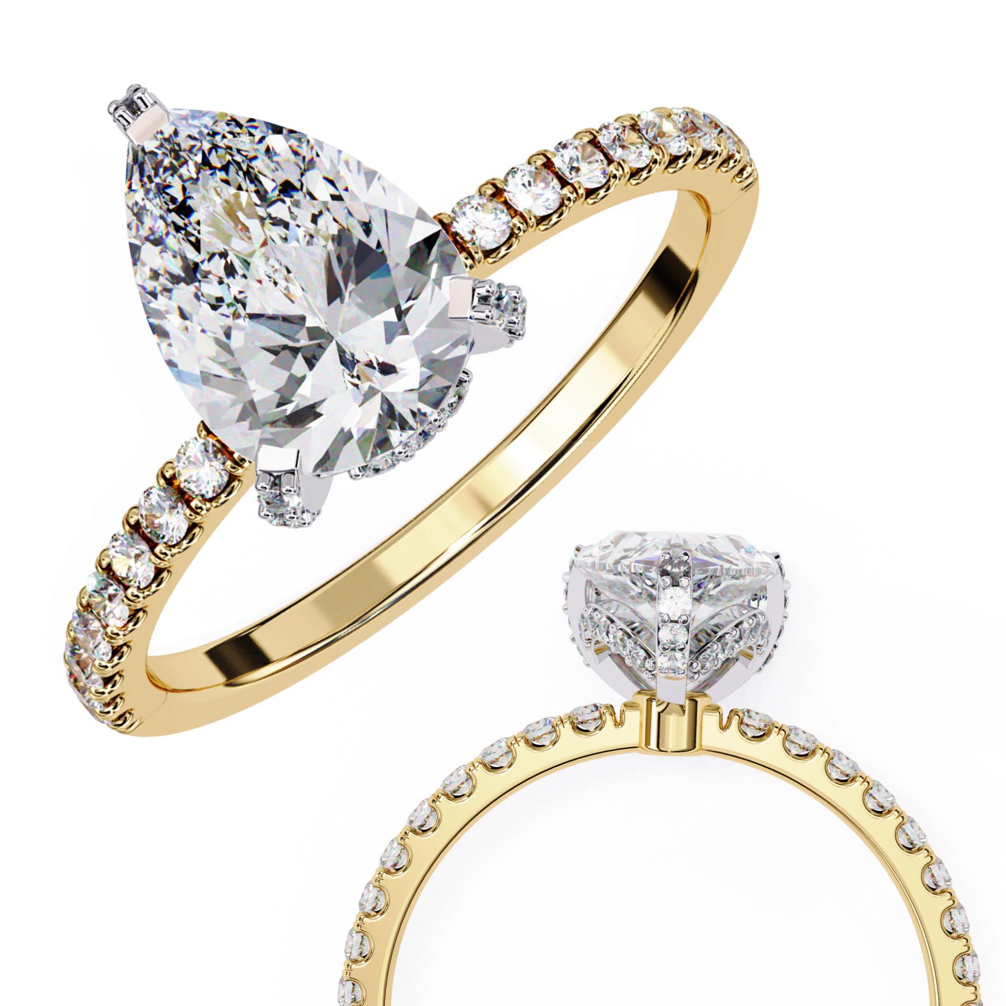 Sparkling Pear Cut Engagement Ring