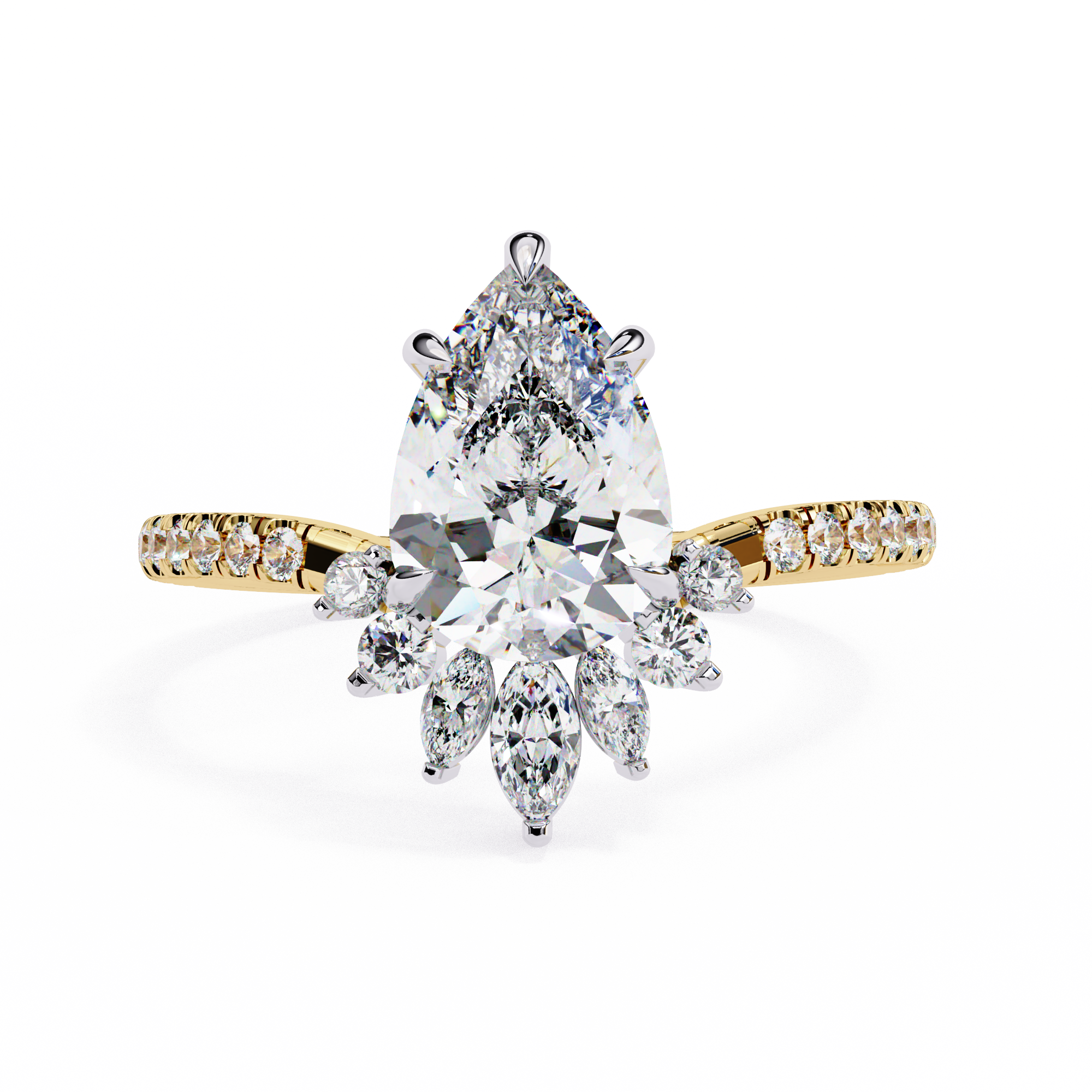 Teardrop Solitaire Diamond Cluster Ring