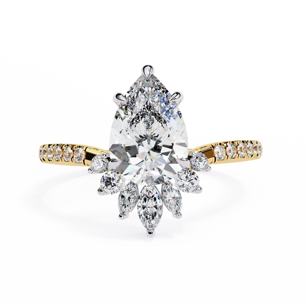Teardrop Solitaire Diamond Cluster Ring