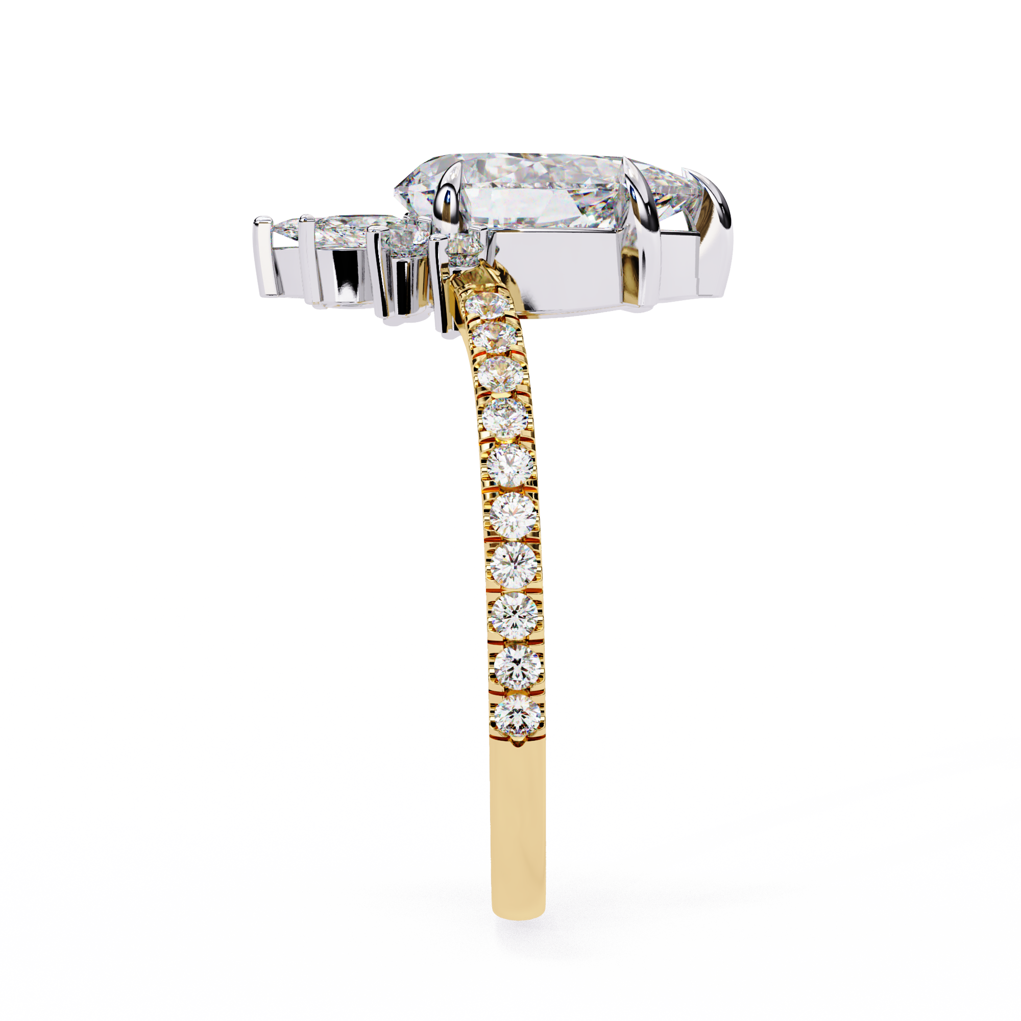 Teardrop Solitaire Diamond Cluster Ring