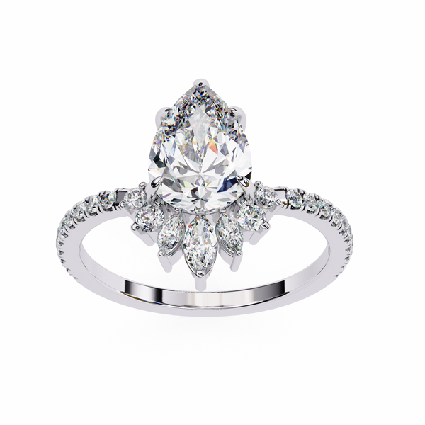 Teardrop Solitaire Diamond Cluster Ring