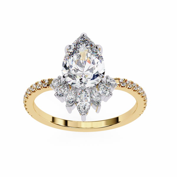 Teardrop Solitaire Diamond Cluster Ring