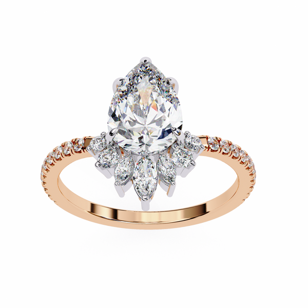 Teardrop Solitaire Diamond Cluster Ring