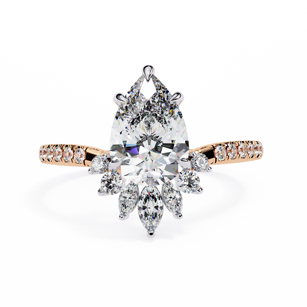 Teardrop Solitaire Diamond Cluster Ring
