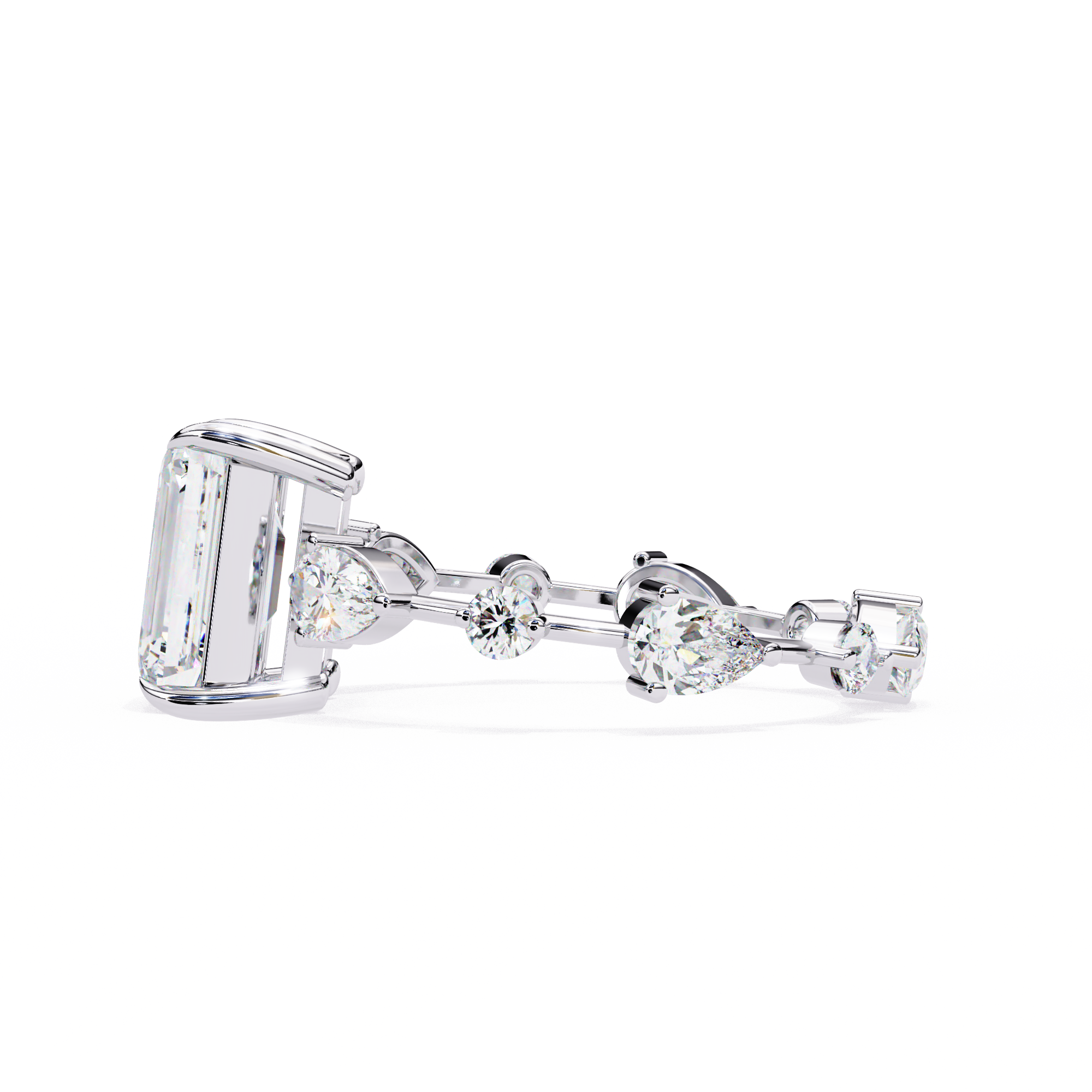 Timeless Sparkle Emerald Cut and Pear Shape Diamond Ring