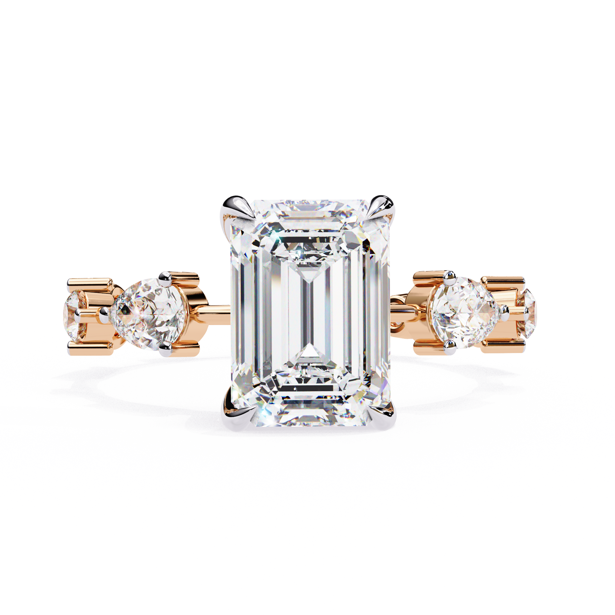 Timeless Sparkle Emerald Cut and Pear Shape Diamond Ring