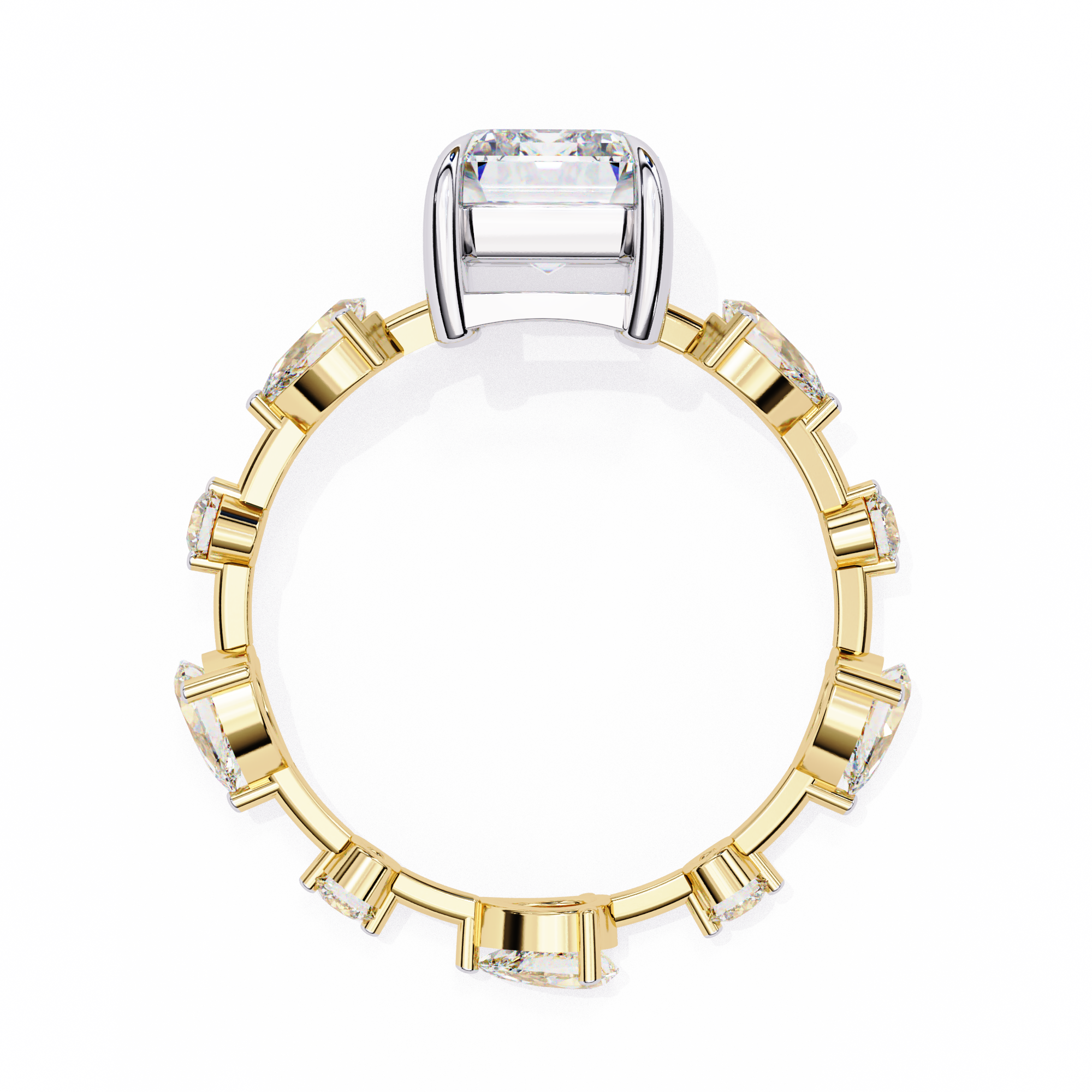 Timeless Sparkle Emerald Cut and Pear Shape Diamond Ring