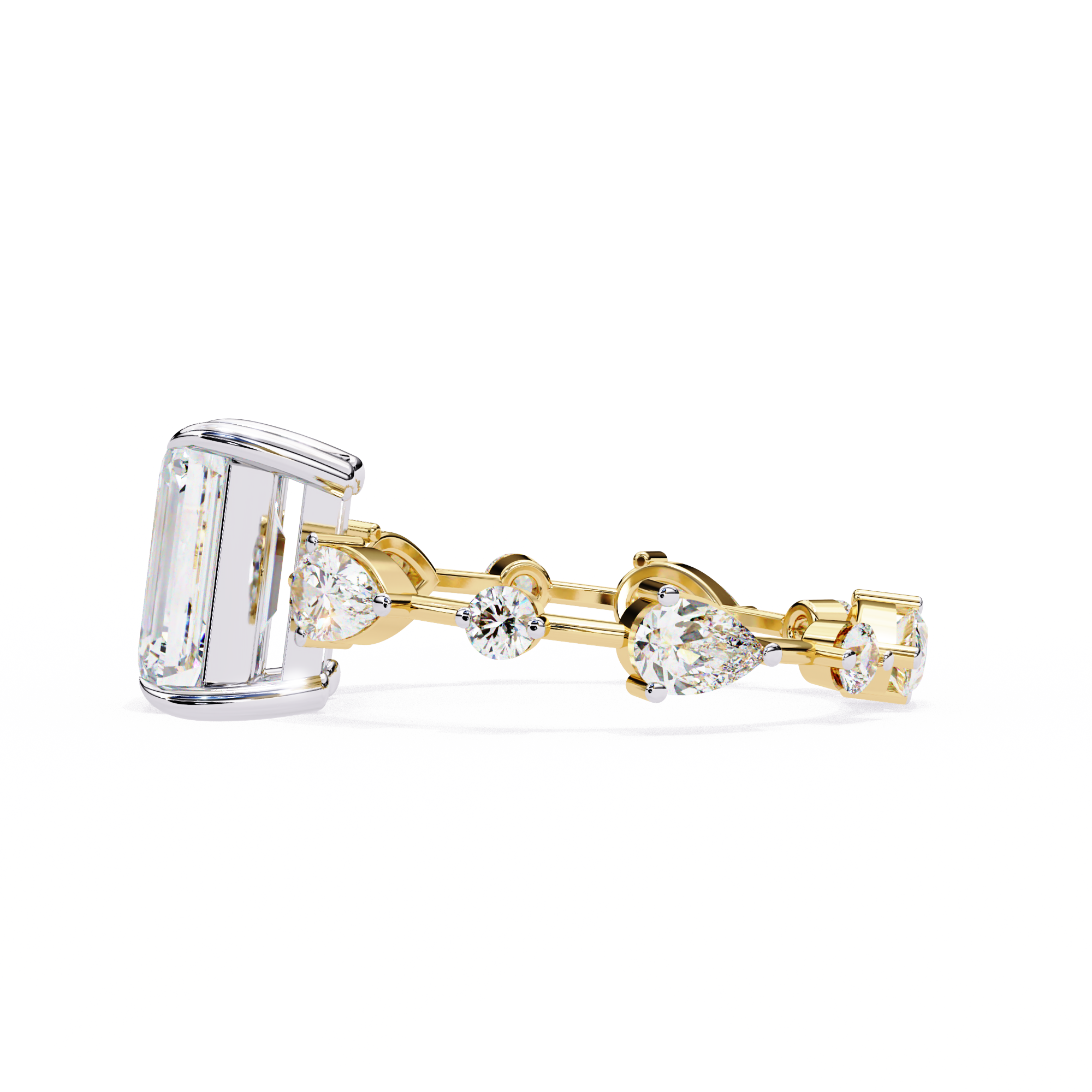 Timeless Sparkle Emerald Cut and Pear Shape Diamond Ring