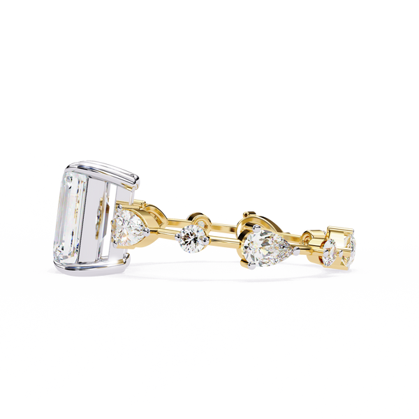 Timeless Sparkle Emerald Cut and Pear Shape Diamond Ring