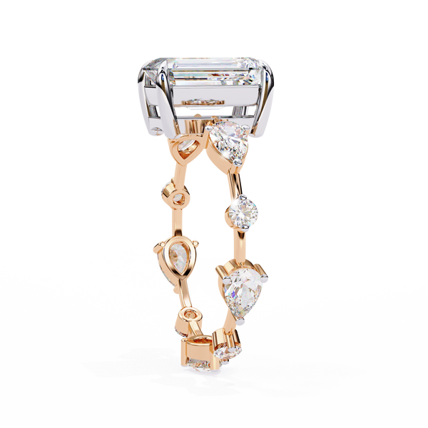 Timeless Sparkle Emerald Cut and Pear Shape Diamond Ring