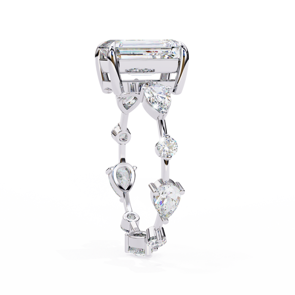 Timeless Sparkle Emerald Cut and Pear Shape Diamond Ring