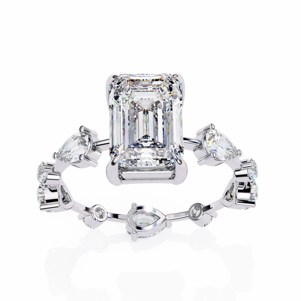 Timeless Sparkle Emerald Cut and Pear Shape Diamond Ring