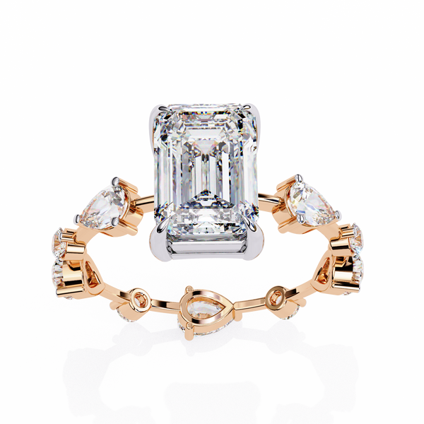 Timeless Sparkle Emerald Cut and Pear Shape Diamond Ring